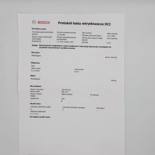 Remanufactured injector Bosch 0445110955, 9828959880 CITROEN