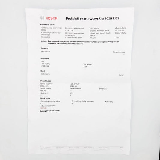 Remanufactured injector 0445110574, A6510703187 MERCEDES-BENZ