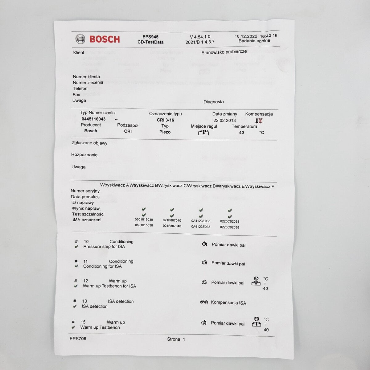 Remanufactured injector 0445116043, 9687454480 LAND ROVER JAGUAR