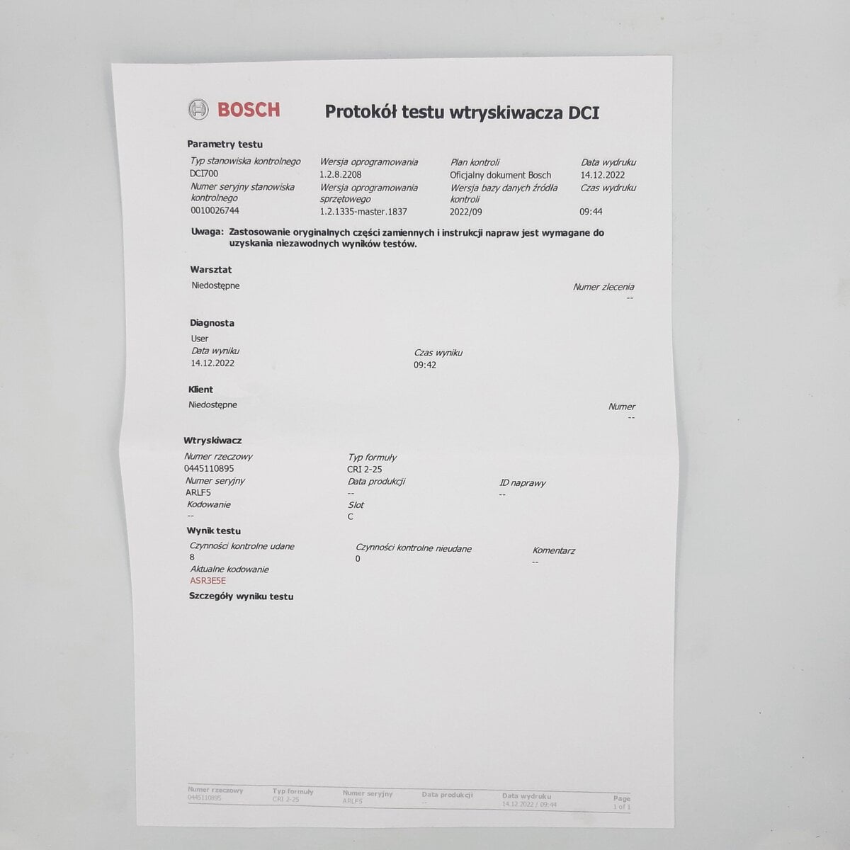 Remanufactured injector 0445110895, 166003281R RENAULT NISSAN