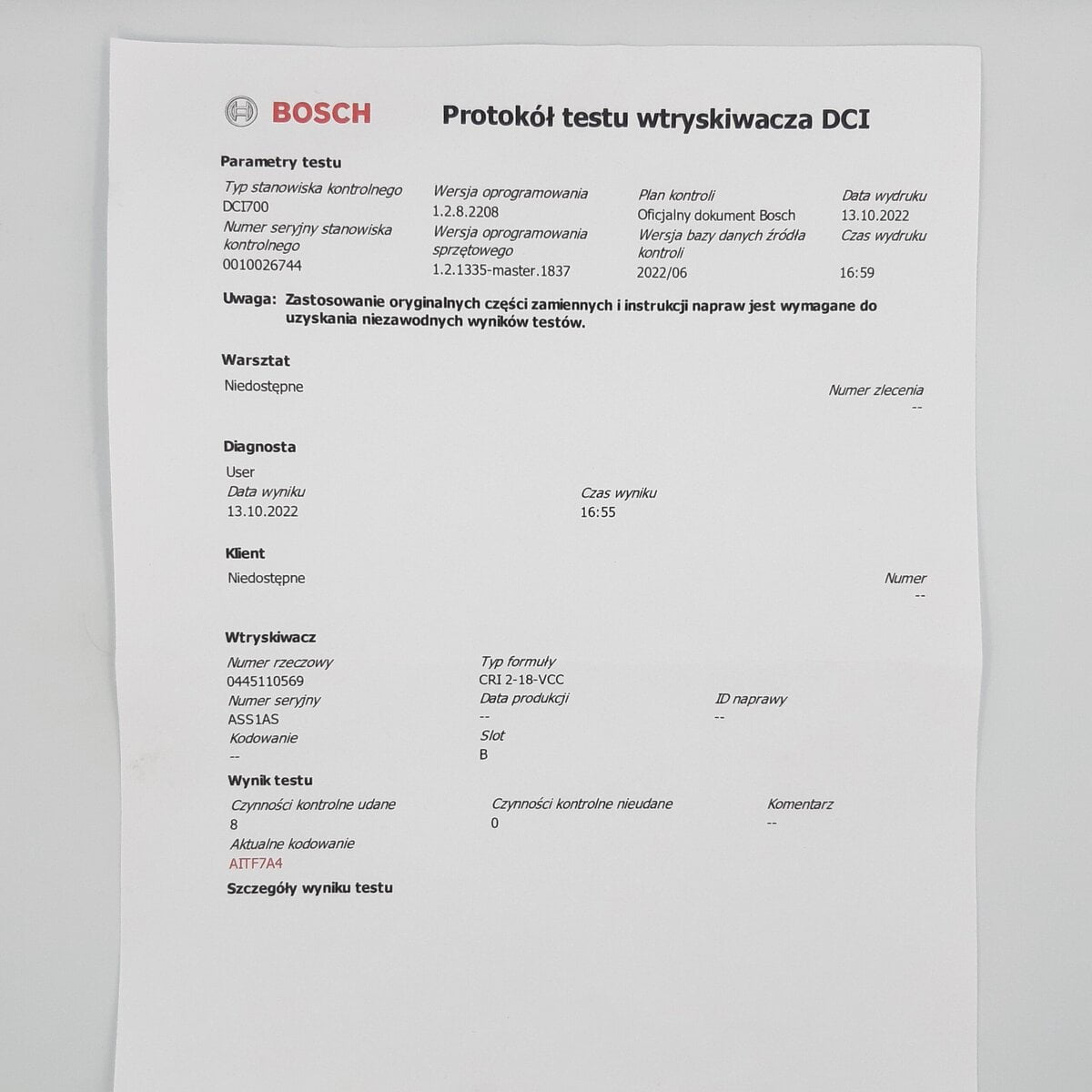 Remanufactured injector 0445110569, 166000804R RENAULT
